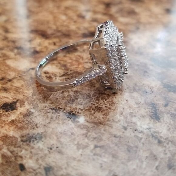 Halo Zircon silver ring size 7 - Picture 11 of 14